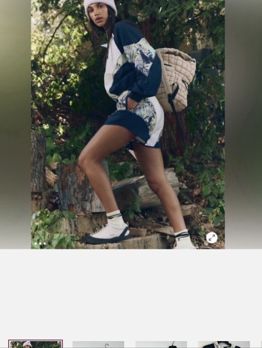 Free People Apex shorts & Hooded jacket set in navy combo